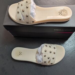 Vince Camuto Cream Studded Women's Slide Sandals